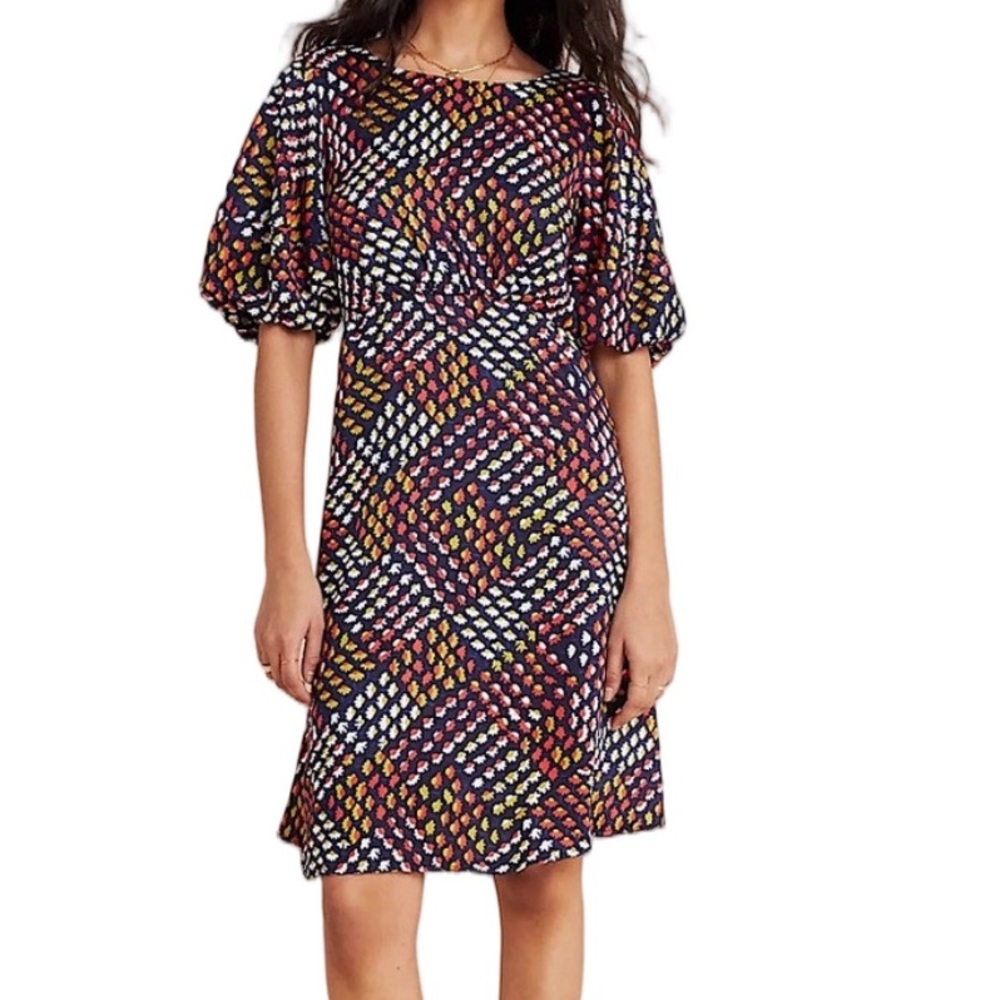 Anthropologie Maeve Melody Mini Dress Size Navy Floral Red White size 4P - Picture 4 of 12